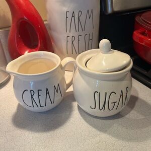 Rae Dunn Cream and Sugar Set - White